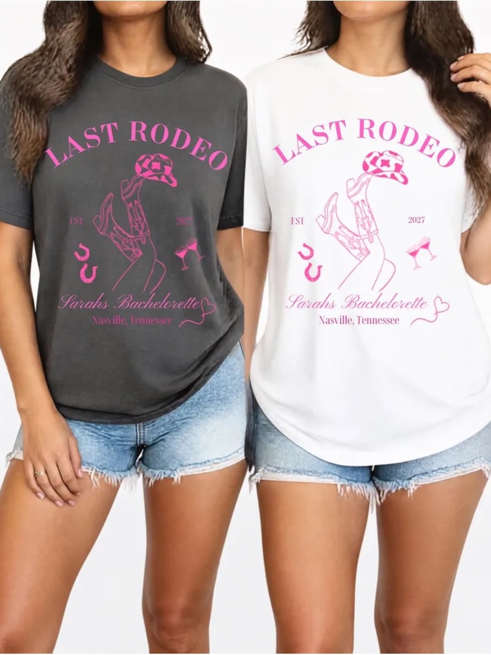 Comfort Colors "Last Rodeo" Graphic Tee - Pink Print on White or Charcoal